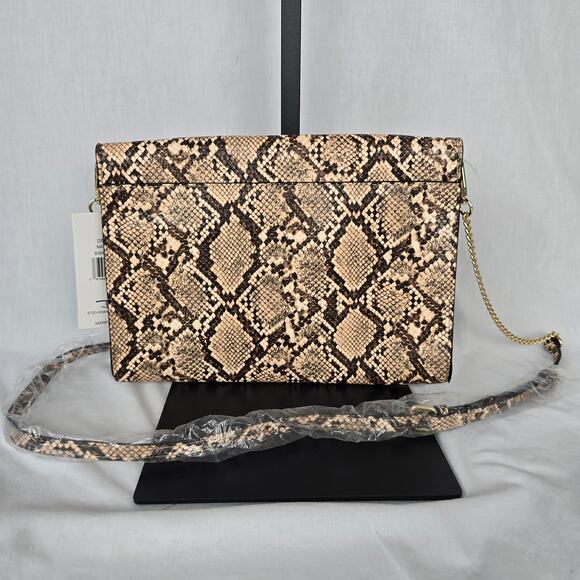 Steve Madden Crossbody Bag or Clutch Brown Tan Snake Print Natural BShannon NWT - Picture 9 of 16